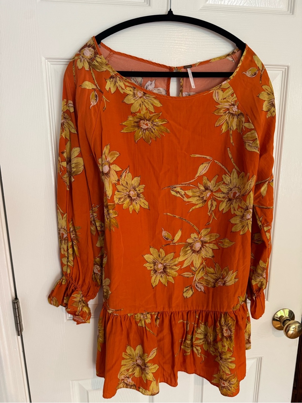 Free People Orange Floral Mini Dress